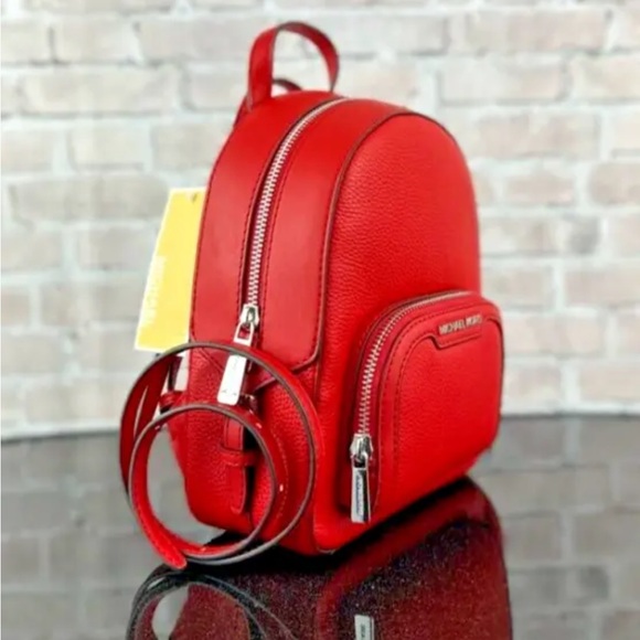 MICHAEL KORS JAYCEE LEATHER XS BACKPACK SHOULDER BAG $398 Bright Red - Picture 2 of 7